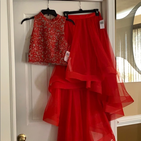 Macy's Dresses Red 2 Piece High Low Evening Gown Poshmark